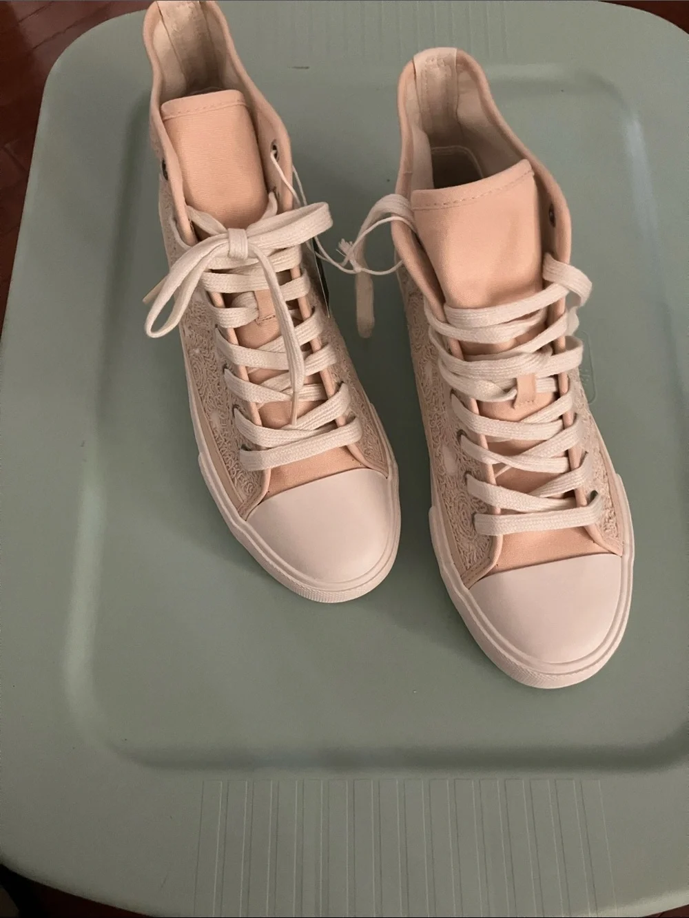 American Eagle Outfitters Blush Pink High-Top Lace-Up Sneakers
